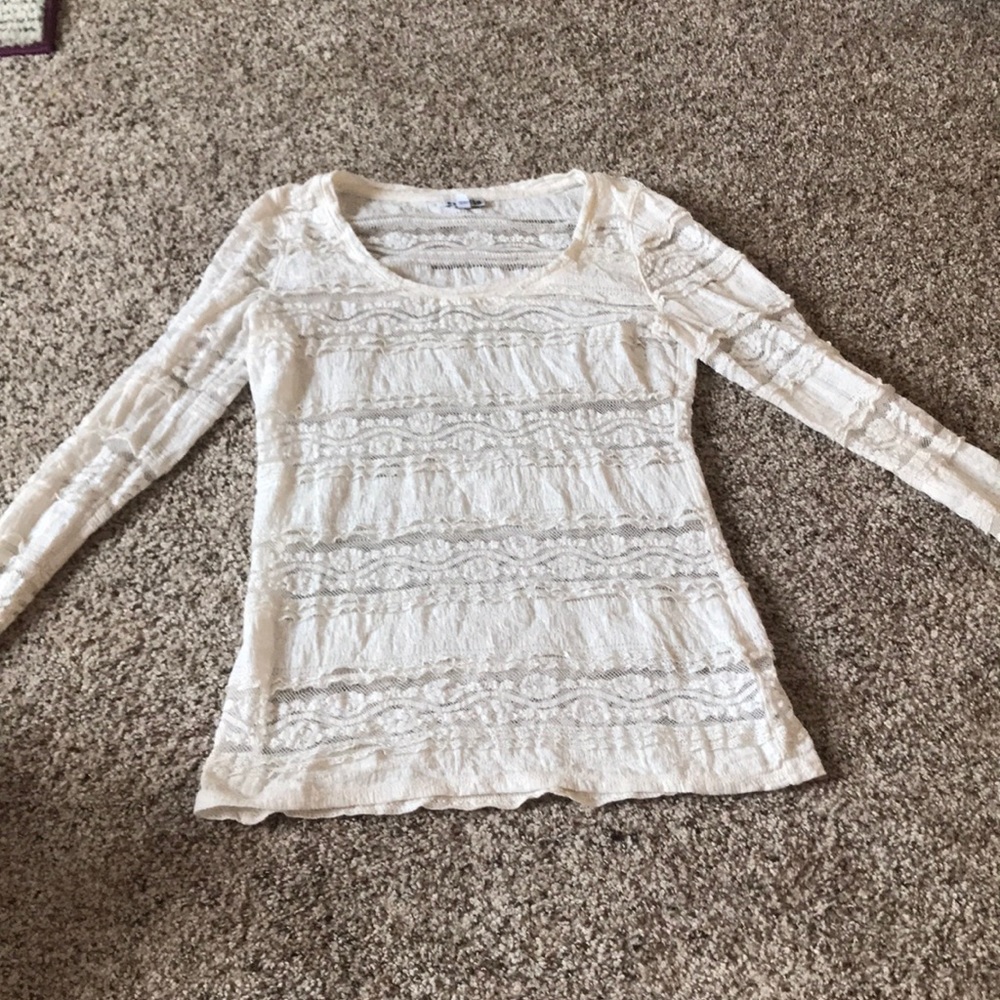 Sheer lace long sleeve shirt
